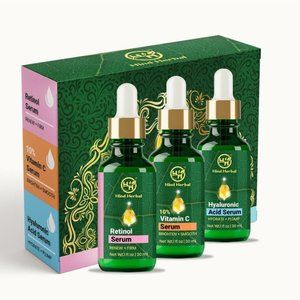 Hind Herbal Vitamin C Hyaluronic Acid Retinol Serum Set of 3 (1 fl oz. each)